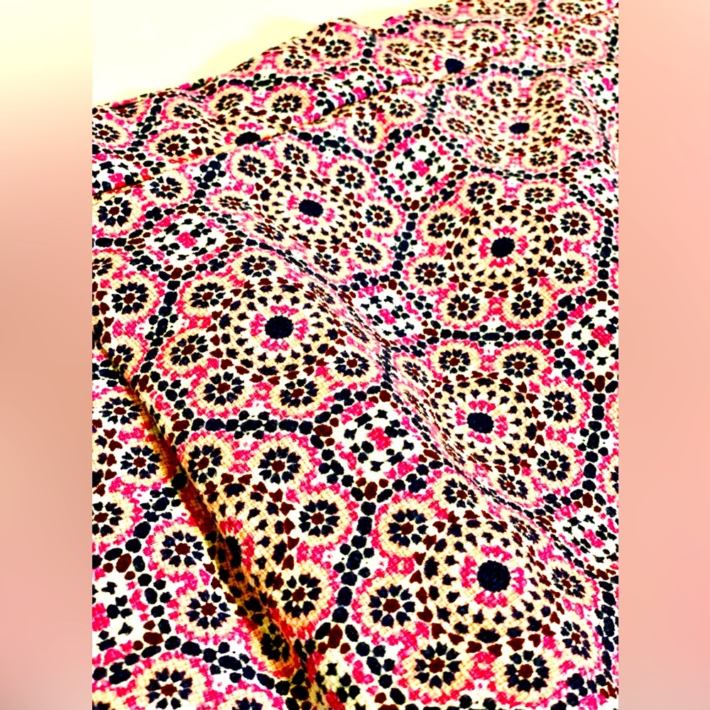 J. Crew Skirt Multicolor Pink Geometric Lined Pockets A-Line Mini Size 6 - Picture 3 of 8